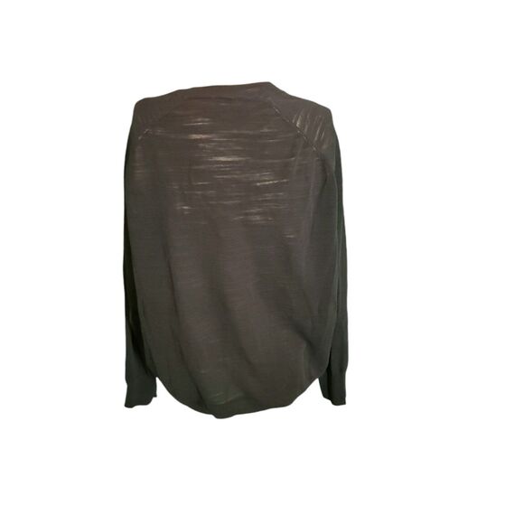 AllSaints Semi-Sheer Slub Knit Sweater V-Neck Pullover Black Sz L - Picture 4 of 6